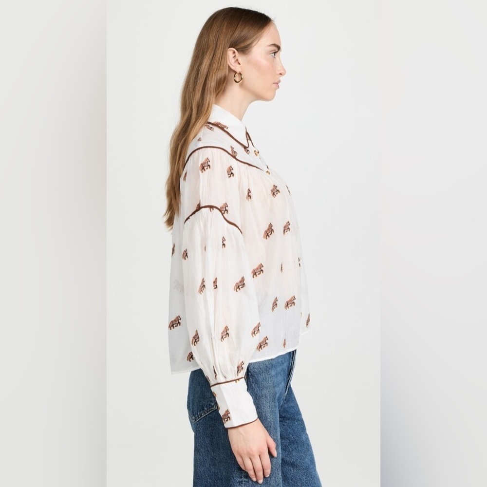 FARM RIO Women's Embroidered Horse Blouse - Picture 4 of 11